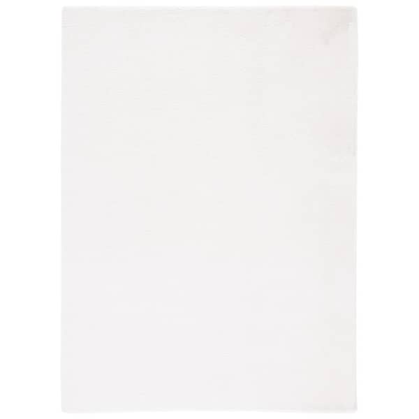 SAFAVIEH Faux Rabbit Fur Off White 8 ft. x 10 ft. Machine Washable High Low Solid Color Area Rug