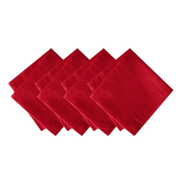 Threadmade Home Continental Solid Texture Water Resistant Napkins, Set of 4, Red - 17"W x 17"L