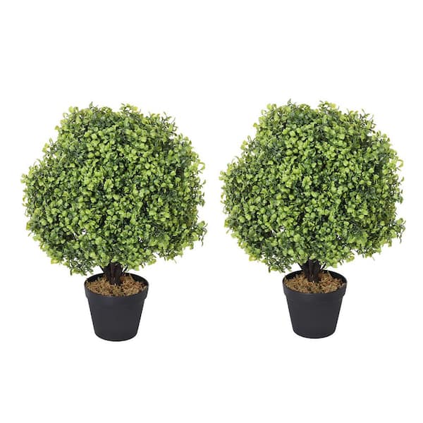 Unbranded 2 ft. Artificial Plants Plastic Tree in Pot 2-Pack, Green Grass, for Home and Office Desk Decorative