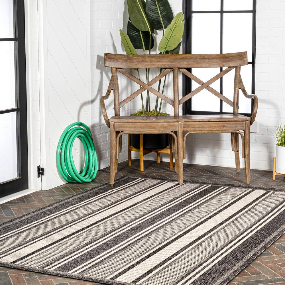 Haynes Black and Cream Stripe Indoor/Outdoor Rug
