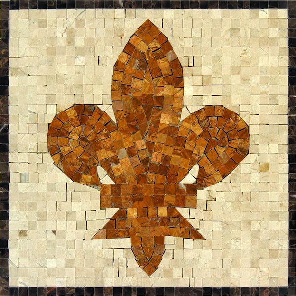 MSI Fleur De Lys Medallion 12 in. x 12 in. Marble Floor and Wall Tile