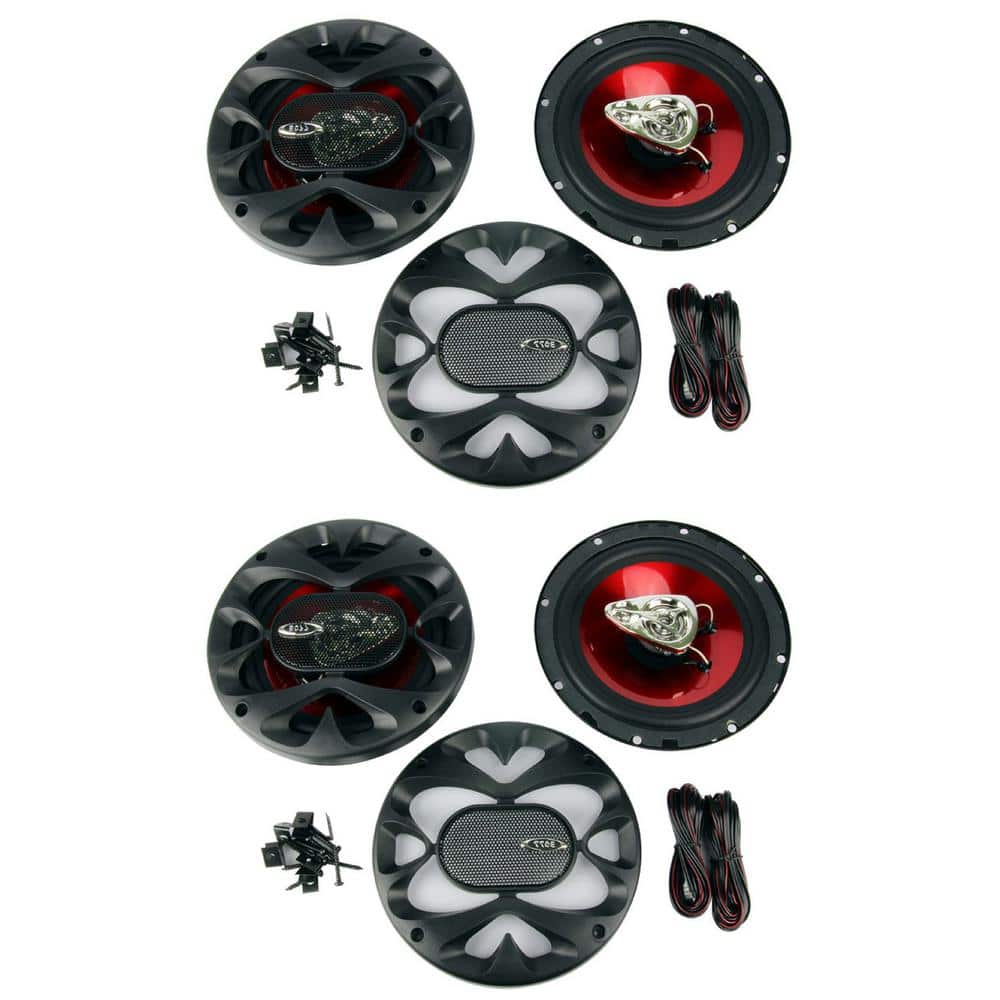 6.5 in. 3-Way 600-Watt Car Audio Coaxial Speakers Stereo Red (2-Pairs)
