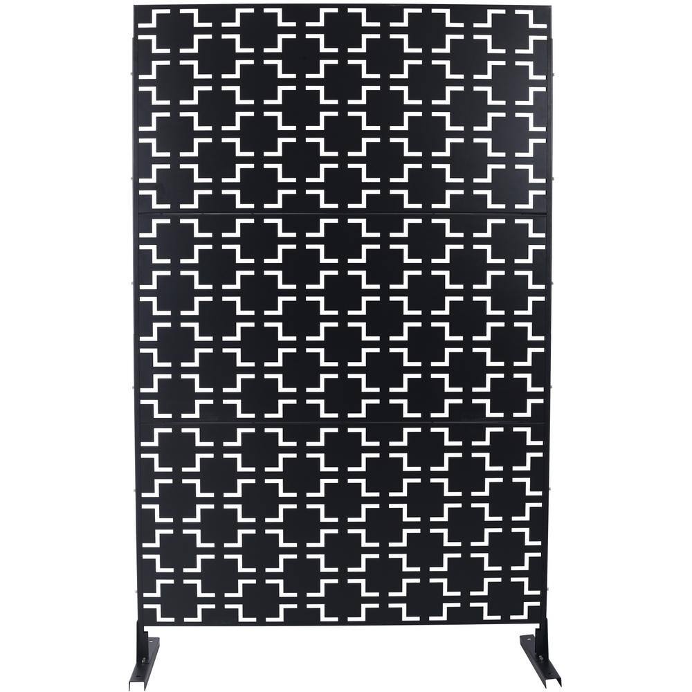 6.3 ft. x 4 ft. Black Steel Freestanding Flat Flat Top Decorative Privacy Screen Metal Fence Panel price history on PriceWatchPro