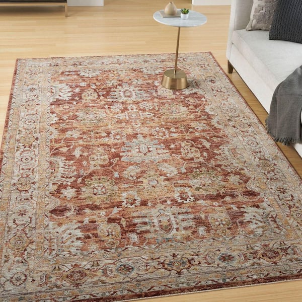 Sahar Rust 8 ft. x 10 ft. Floral Vintage Traditional Area Rug