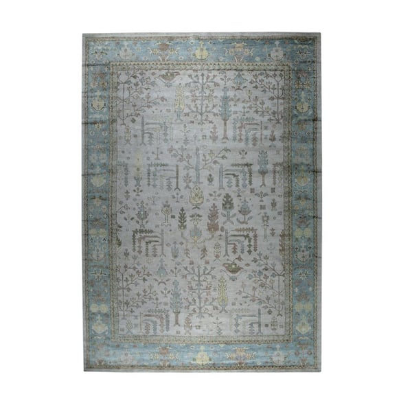 Beige 10 ft. x 14 ft. Hand-Knotted Wool Classic Oushak Area Rug