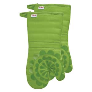 Green Medallion Cotton Silicone Oven Mitt (2-Pack)