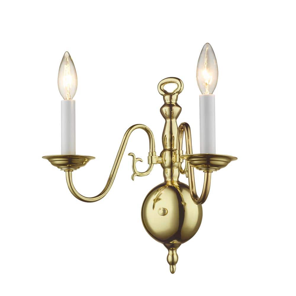 Polished Brass 2-Light Traditional Wall Sconce
