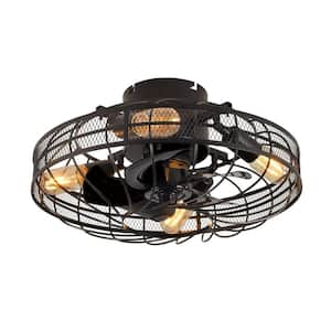 20 in. Indoor Black Metal Shade Ceiling Fan Modern Creative Design Industrial Style with Light Kit and Remote