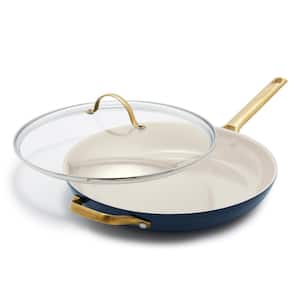 Reserve 12 in. Hard Anodized Aluminum Healthy Ceramic Nonstick Frying Pan Skillet with Helper Handle and Lid in Twilight