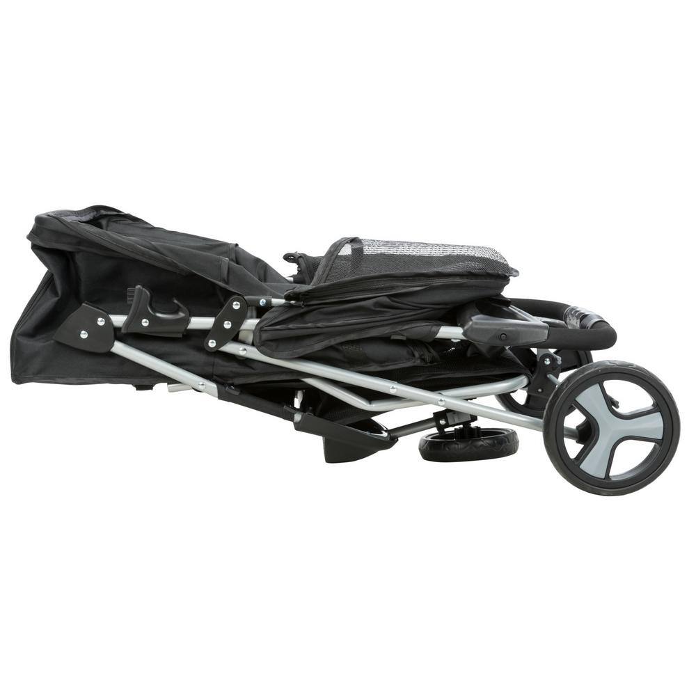 Black Foldable Pet Stroller with Weather Cover and Storage