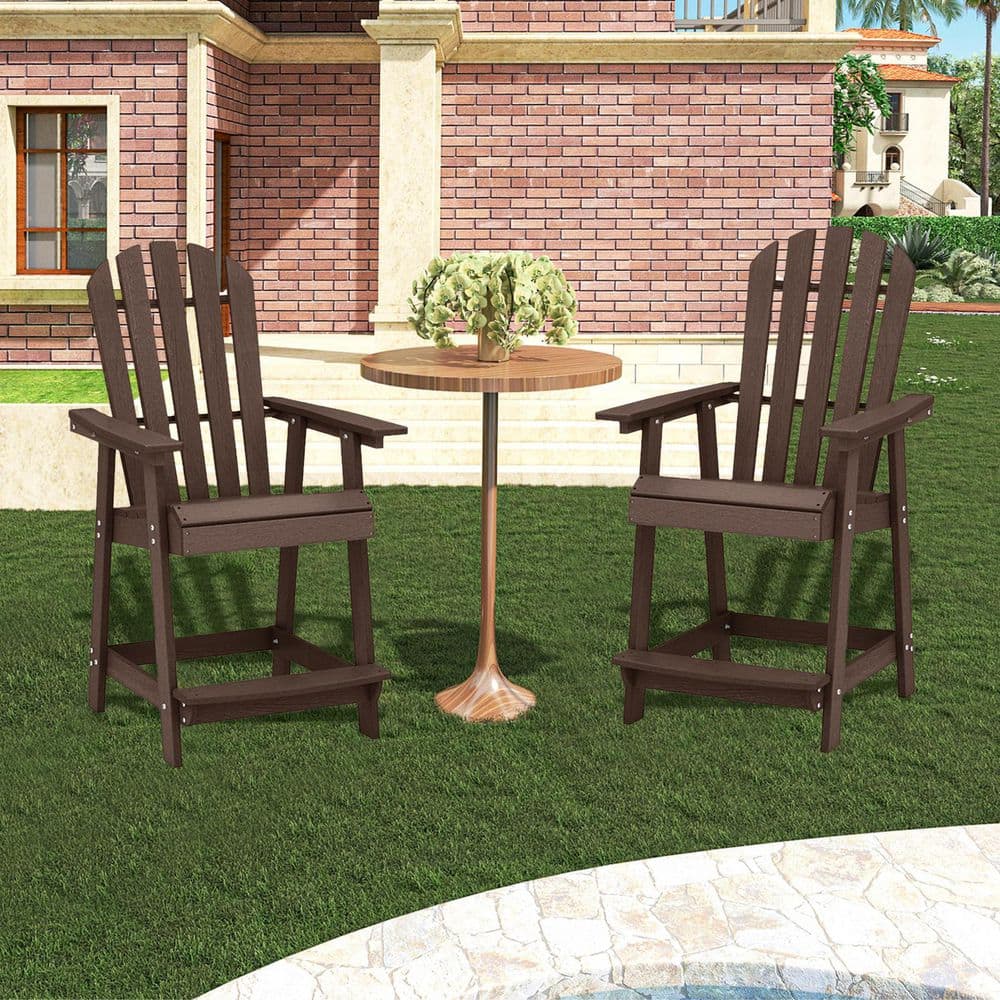 Plastic HDPE Outdoor Bar Stool in Brown with Armrests and Footrests-Weather-Resistant for Patios, Bars, and Cafes price history on PriceWatchPro