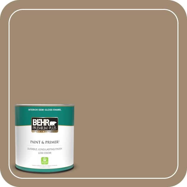 BEHR PREMIUM PLUS 1 qt. #PMD-102 River Mud Semi-Gloss Enamel Low Odor Interior Paint & Primer