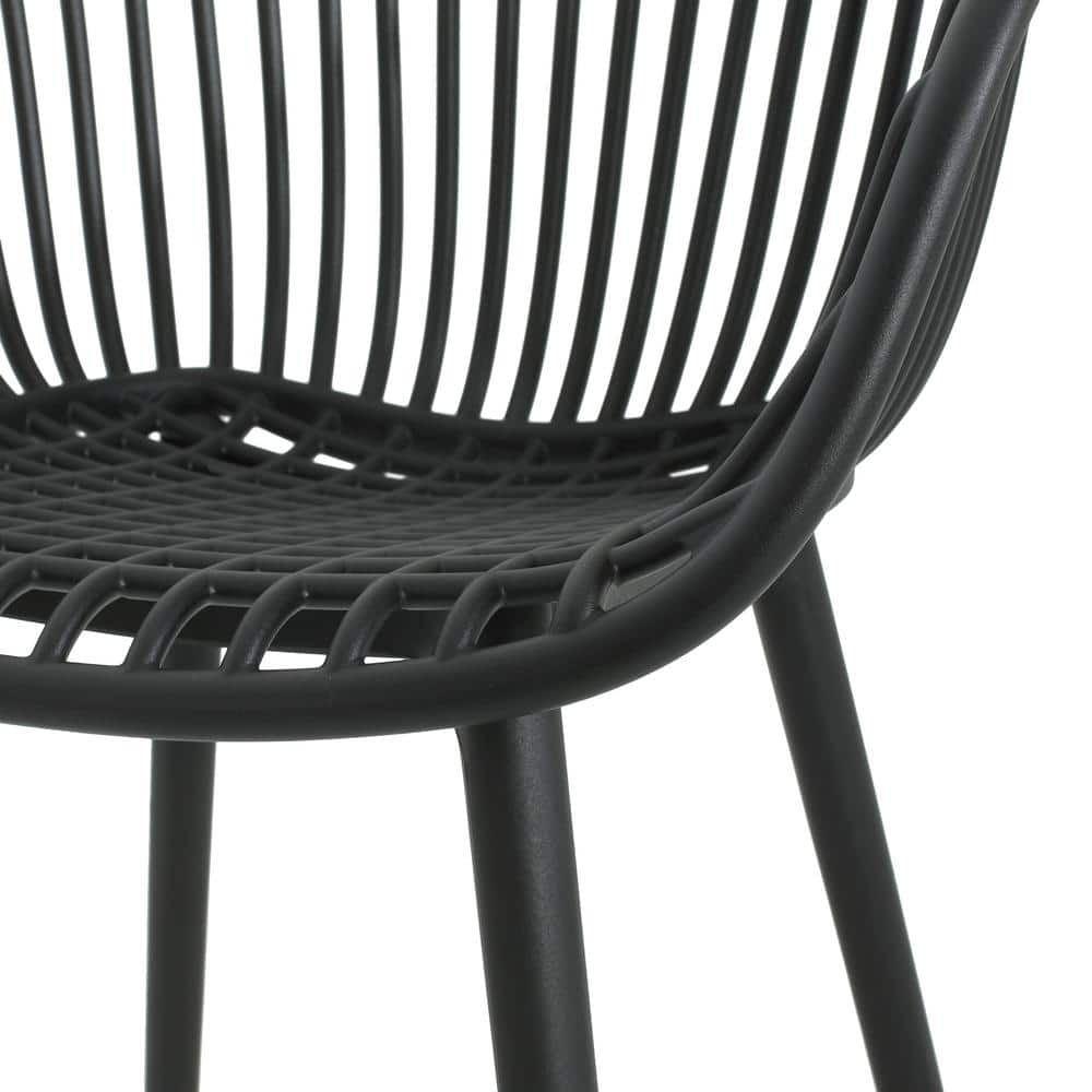 Modern 7-Piece Black and Teak Outdoor Dining Set