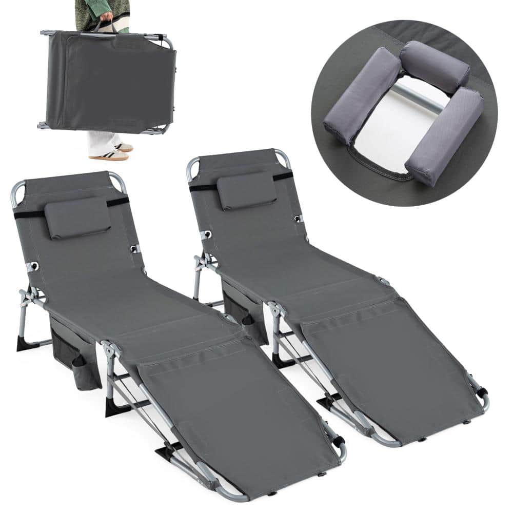 Set of 2 Folding Tanning Chairs with Face and Arm Holes, 4-Level Backrests and 330 lb. Capacity, Gray price history on PriceWatchPro