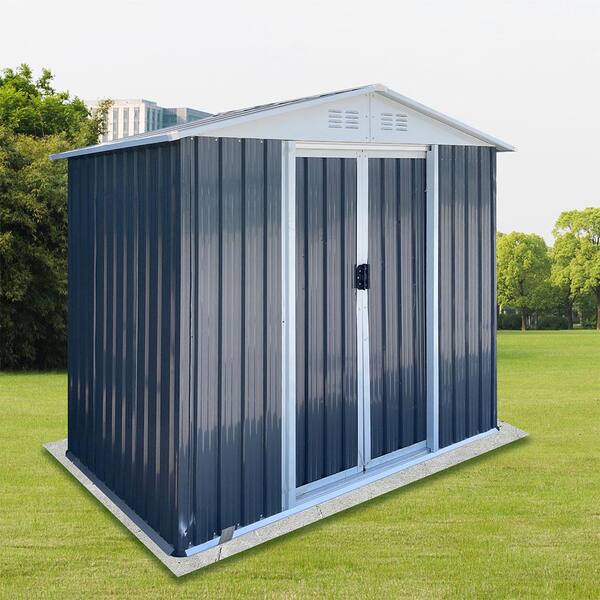 Misopily 6 ft. x 4 ft. Gray Outdoor Metal Shed Storage with Apex