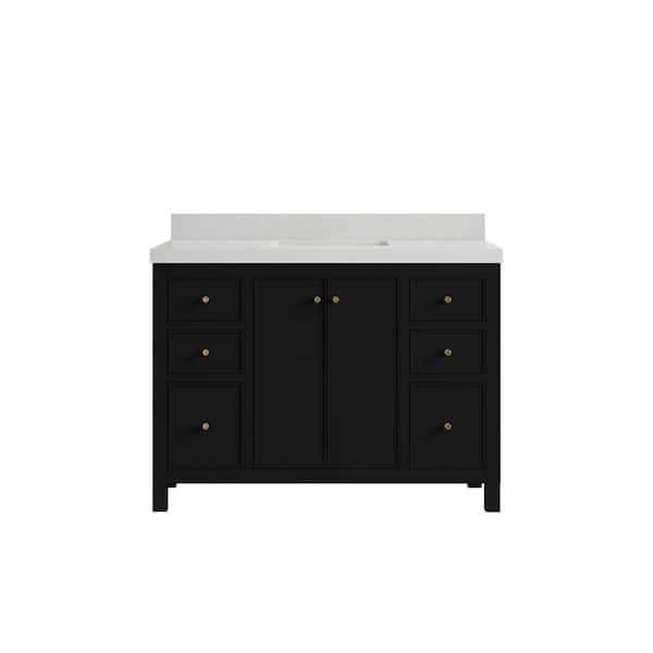 Willow Collections Chicago 48 in. W x 22 in. D x 36 in. H Single Sink Bath Vanity in Black with 2 in. Carrara qt. Top