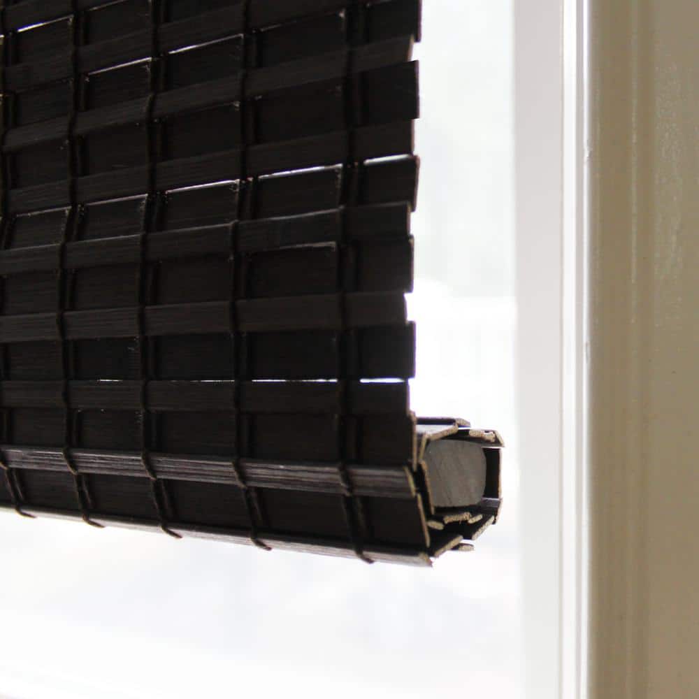 Cordless Espresso Bamboo Blackout Roman Shade