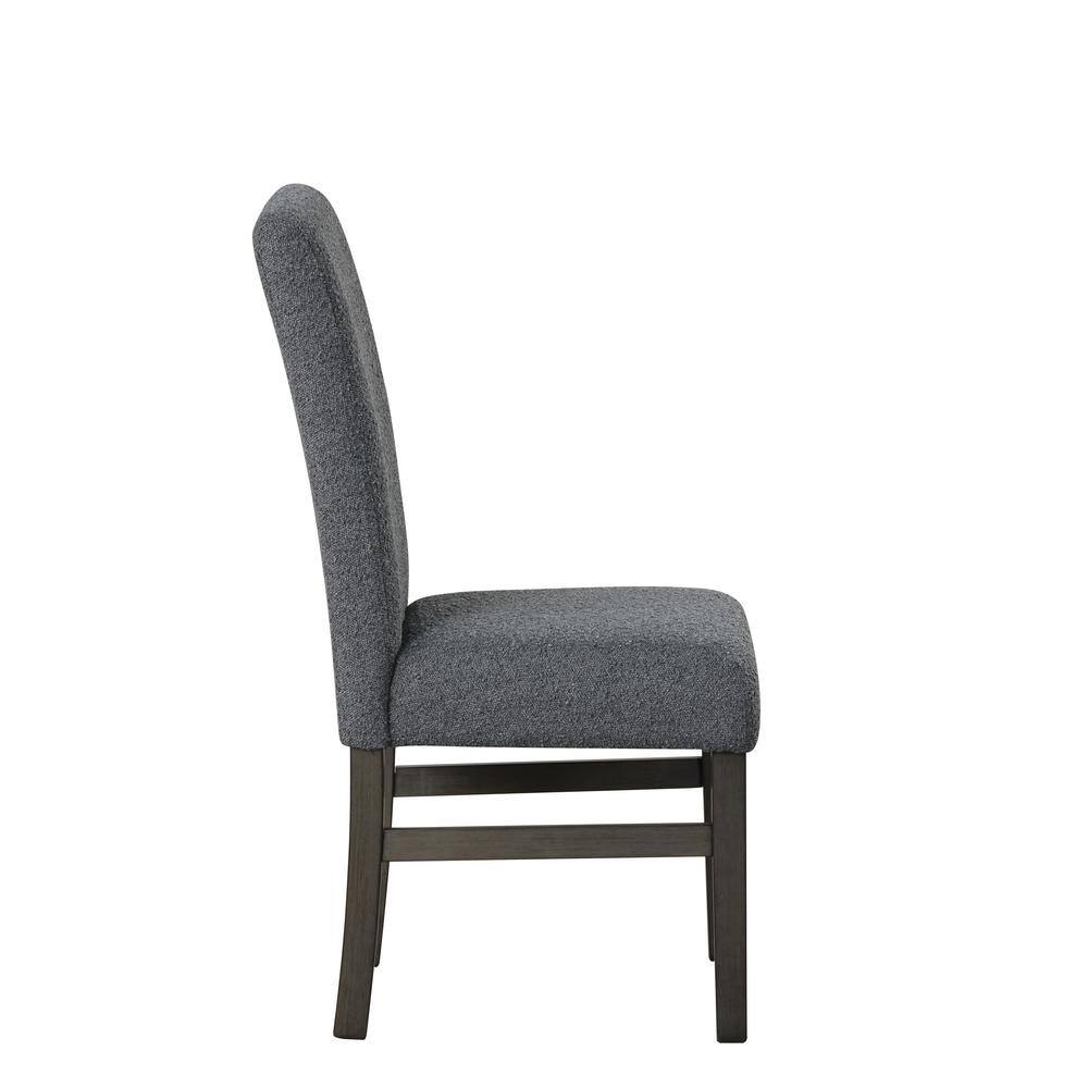 High Back Dark Gray Upholstered Wood Side Chairs, Set of 2