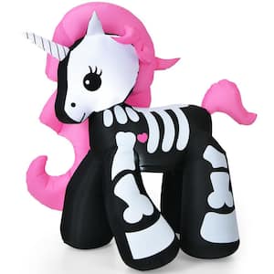 5.5 ft. Inflatable Skeleton Unicorn Halloween Decoration with Built-in LED-Lights
