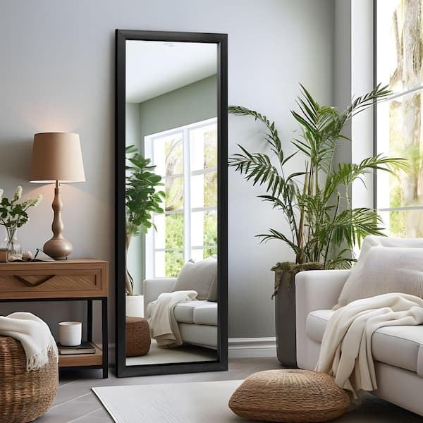 Lirago 44 in. x 16 in. Black Modern Frame Classic Rectangle Full Length on the Door Mirror/Wall Mirror