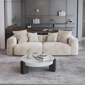 102.3 in. Square Arm Corduroy Velvet Modular Free Combination Sofa in. Beige