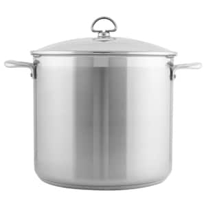 Induction 21 Steel 12 qt. Stockpot with Glass Lid in Stainless Steel