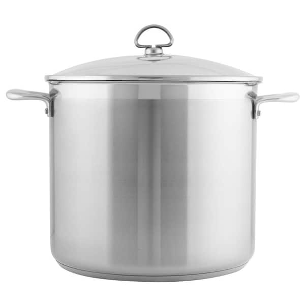 Chantal Induction 21 Steel 12 qt. Stockpot with Glass Lid in Stainless Steel
