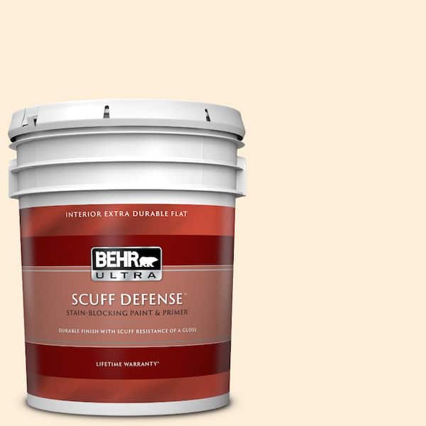 BEHR ULTRA 5 gal. #70 Linen White Extra-Durable Flat Interior Paint & Primer
