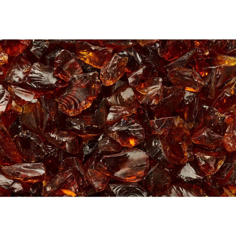 Medium Amber Recycled Broken Fire Glass, 25 lb