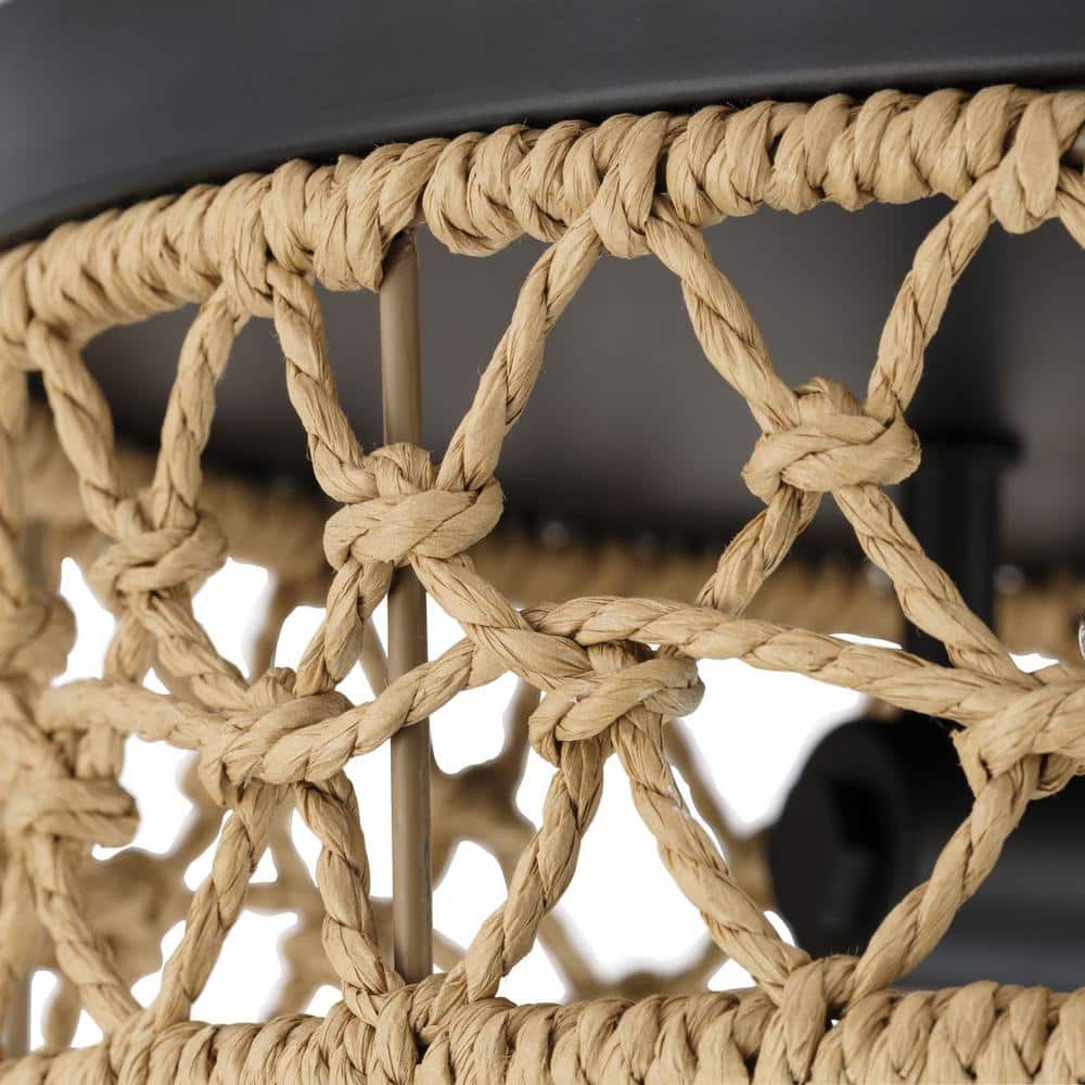 Chandra Matte Black Handwoven 2-Light Flush Mount