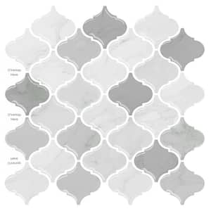 Staggered Colorful Gray and White Peel and Stick Backsplash 12 in. x 12 in. Vinyl Wall Backsplash (10-pack)