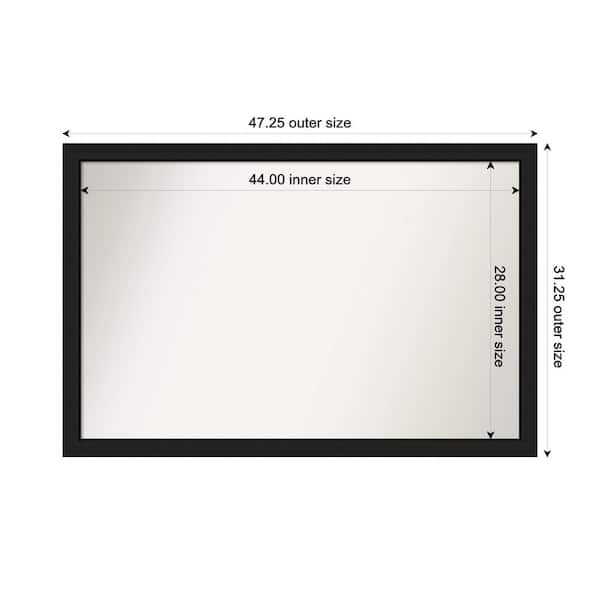 Amanti Art Midnight Black Narrow 47.25 in. W. x 31.25 in. Custom Non-Beveled Wood Framed Bathroom Vanity Wall Mirror