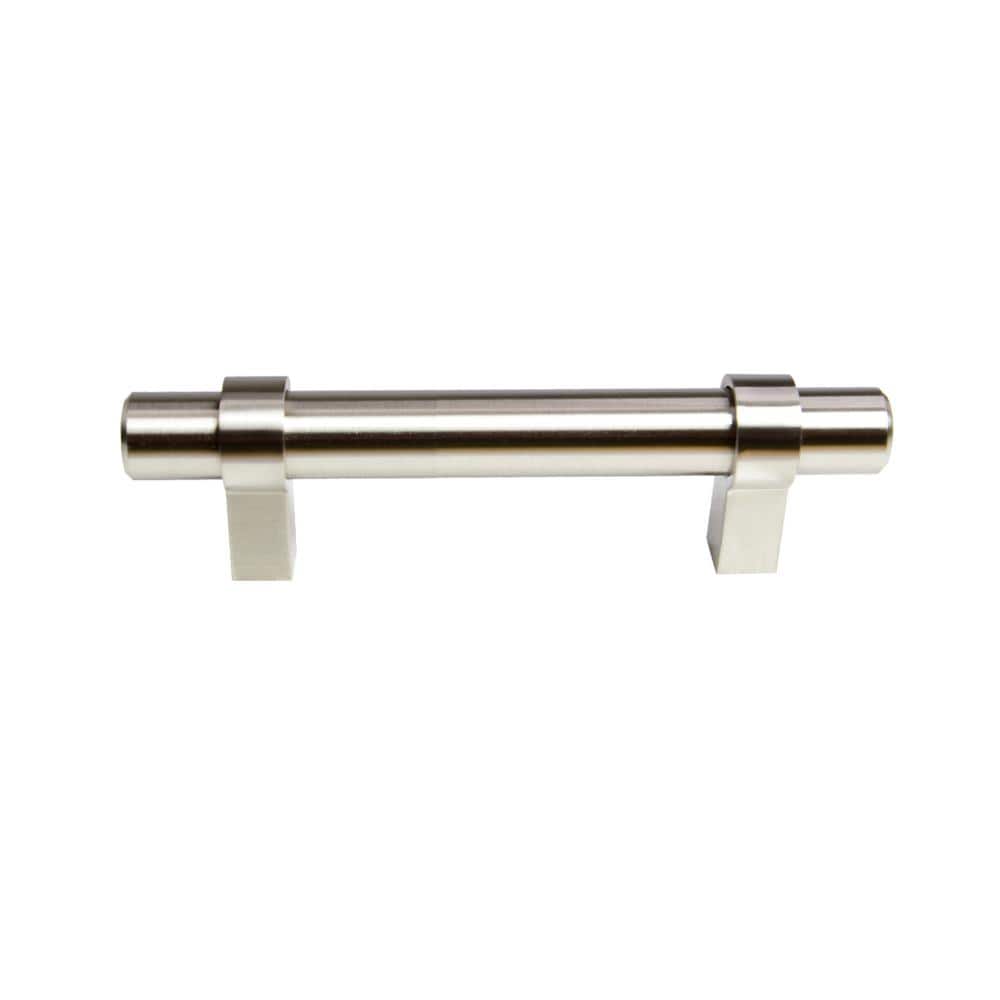 Satin Nickel Modern Bar Cabinet Pulls with Mounting Hardware, 10-Pack