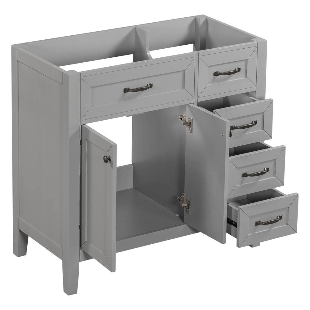 35.5 in. W x 17.7 in. D x 35 in. H Bath Vanity Cabinet without Top in Gray 