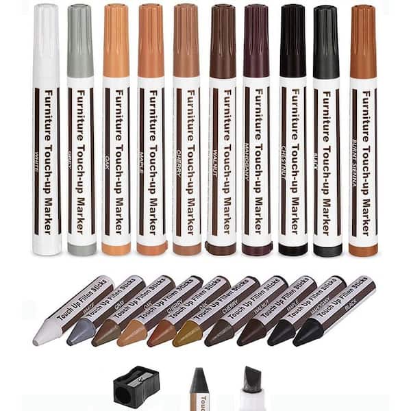 Angel Sar 21-Piece Wood Filler Floor Scratch Repair Kits, Markers Touch Up and Wax Sticks with Sharpener Kit for Funiture Repair