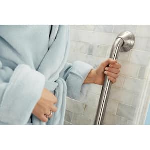 Home Care 24 in. x 1-1/4 in. Concealed Screw Grab Bar with SecureMount and Curl Grip in Brushed Nickel