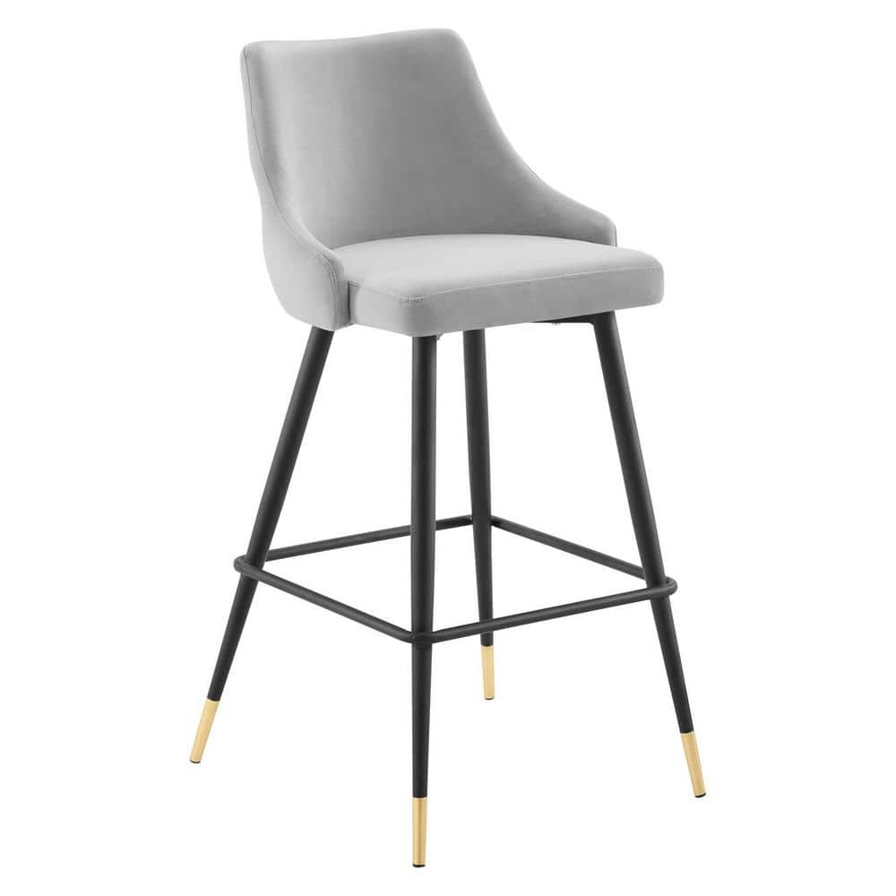 MODWAY Adorn Performance Velvet Bar Stool in Light Gray EEI-3909-LGR ...