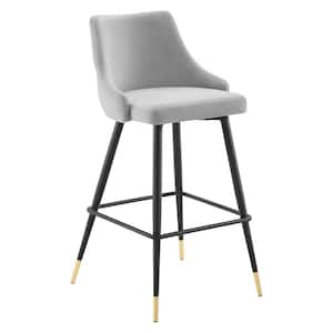 Adorn Performance Velvet Bar Stool in Light Gray