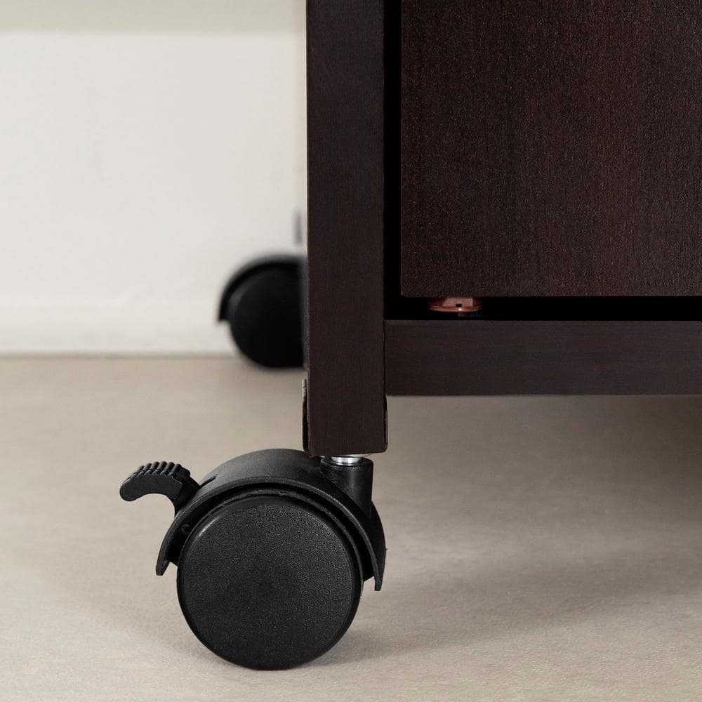 Chocolate Wood Mobile Printer Stand with Storage and Wheels