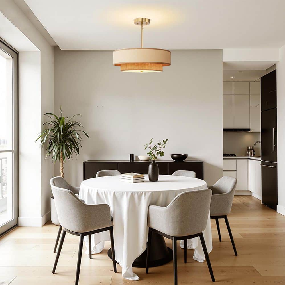 Emeritpro 17.7 in 3 Light Farmhouse Natural Copper Drum Chandelier