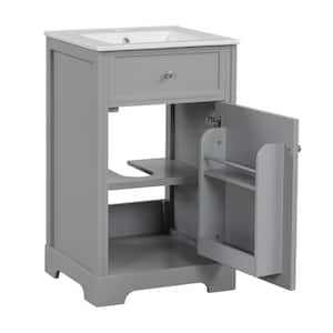 20 in. W x 18 in. D x 34 in. H Bathroom Gray Linen Cabinet