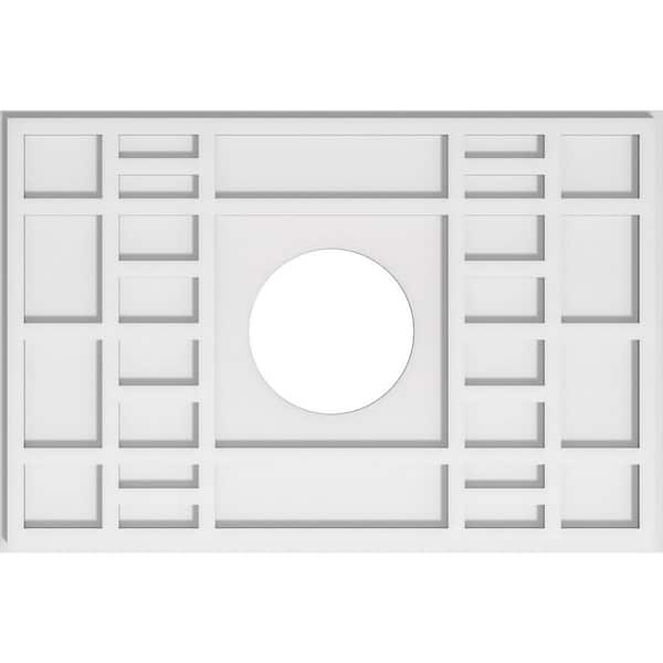 Ekena Millwork 28 in. W x 18-5/8 in. H x 7 in. ID x 1 in. P Beaux Architectural Grade PVC Contemporary Ceiling Medallion