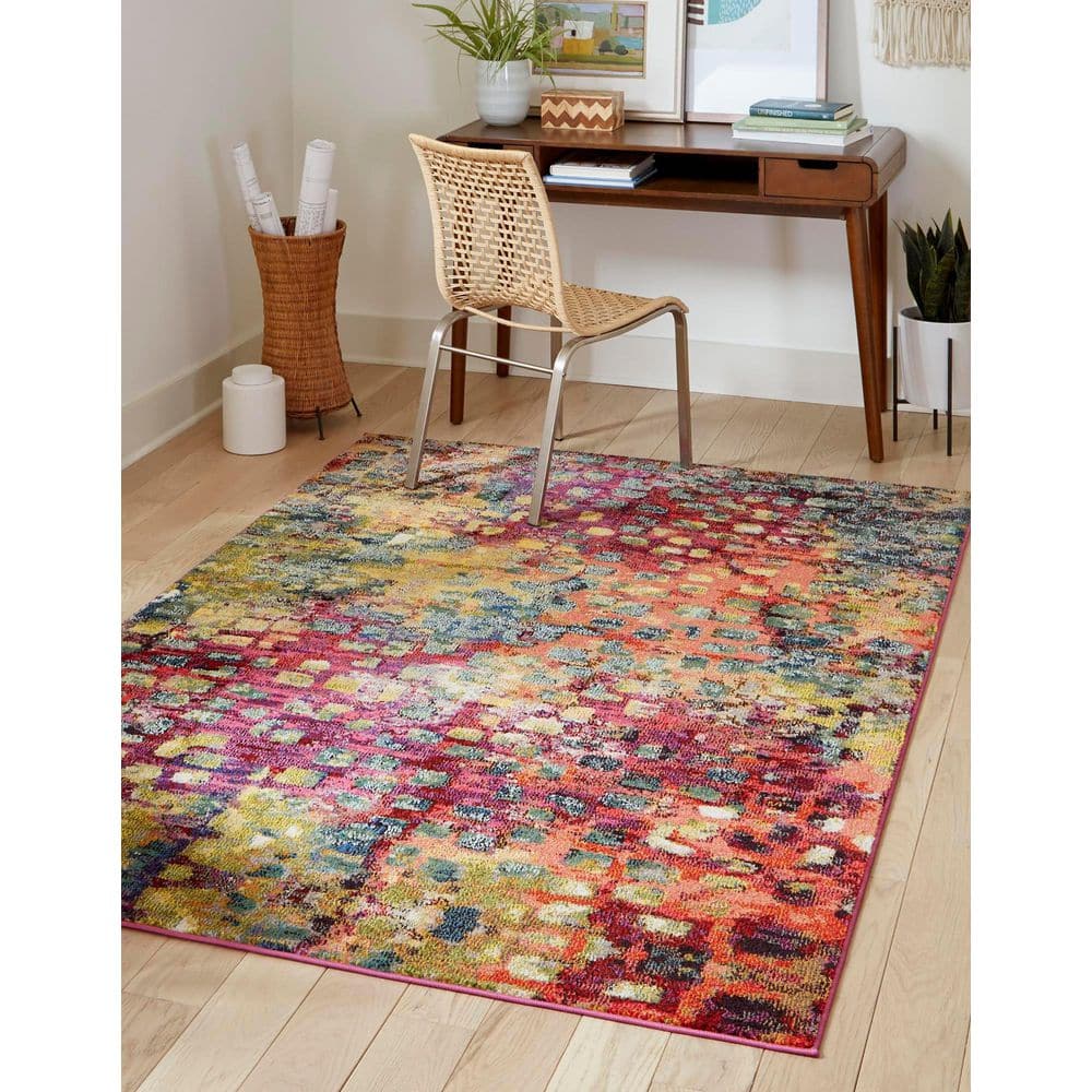 Abstract Artistry Color Splash 5' x 8' Rectangular Indoor Rug