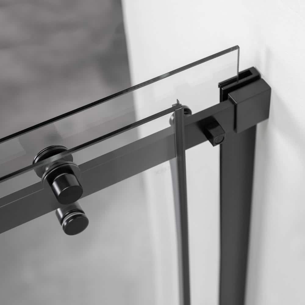 Primo 78" x 48" Frameless Black Glass Shower Door