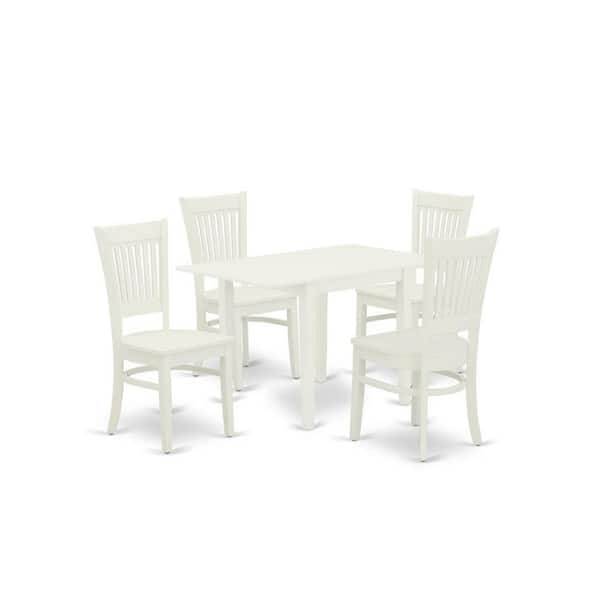 East West Furniture 5-Piece Linen White Finish Solid Wood Top - Rectangular Dining Room Set - Seats 4