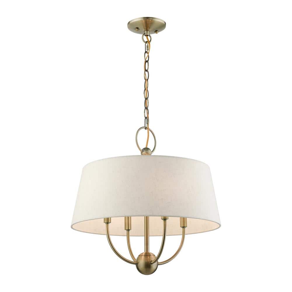 Cartwright Antique Brass Drum Pendant with Oatmeal Shade