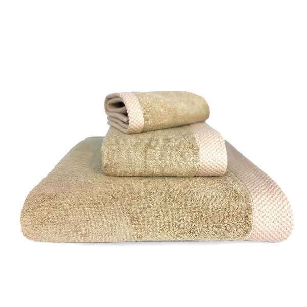 BEDVOYAGE Luxury viscose from Bamboo Cotton Towel Set - Champagne (1-Bath Towel, 1-Hand Towel, 1-Washcloth)