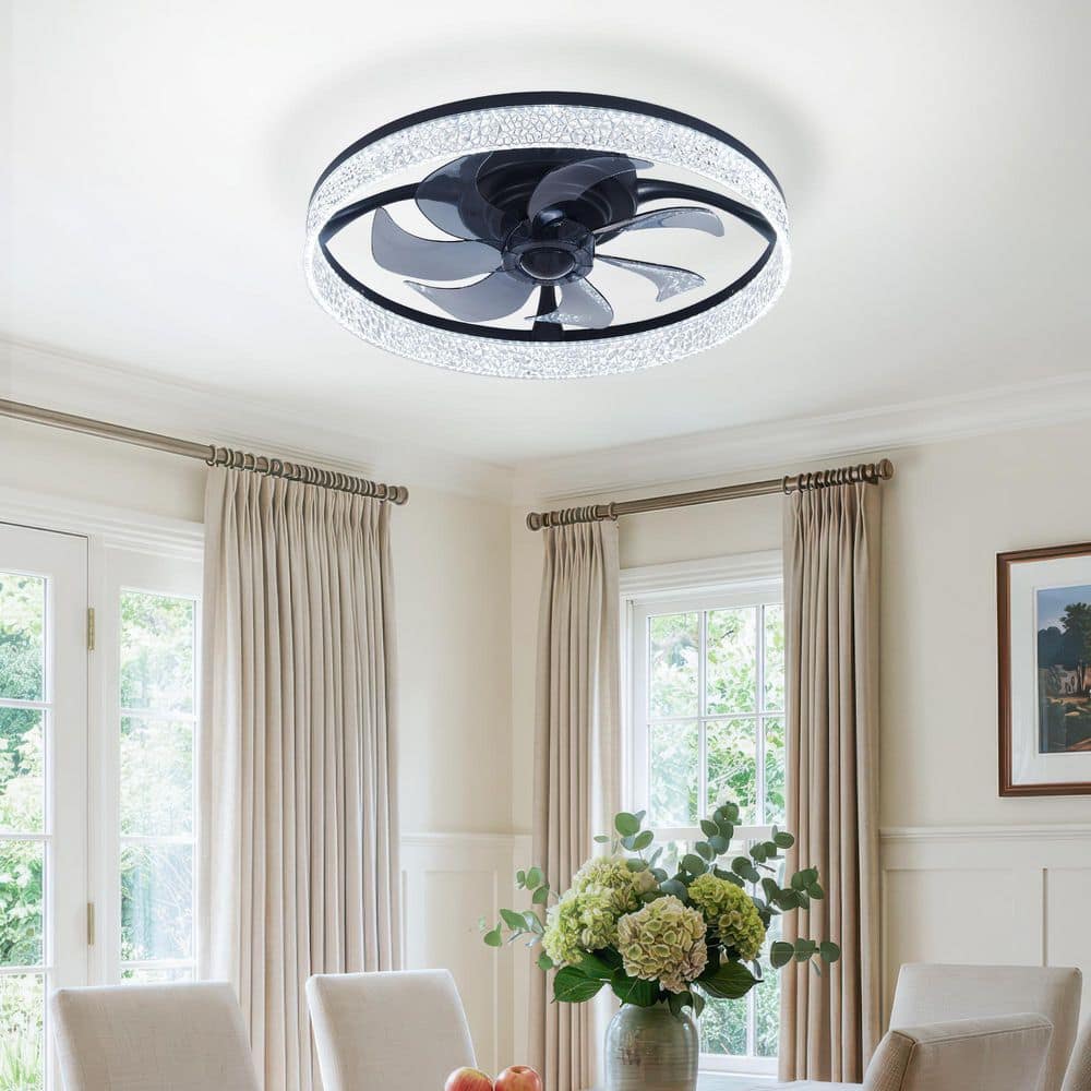 13.12 in. Matte Black Flush Mount Modern Ceiling Fan with LED Light Included with Remote Included price history on PriceWatchPro