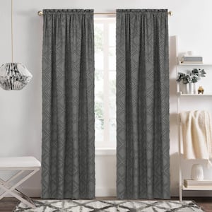 Blake Polyester Light Filtering Window Panel - 42 in. W x 84 in. L in Charcoal
