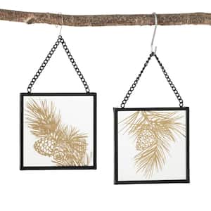 5.25 in. Glass Pinecone Decorative Sign - (Set of 2) Gold